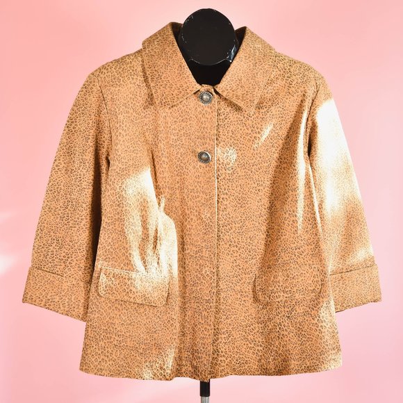 90s 2000s Leopard Print Suede Jacket Size XL - Picture 1 of 6